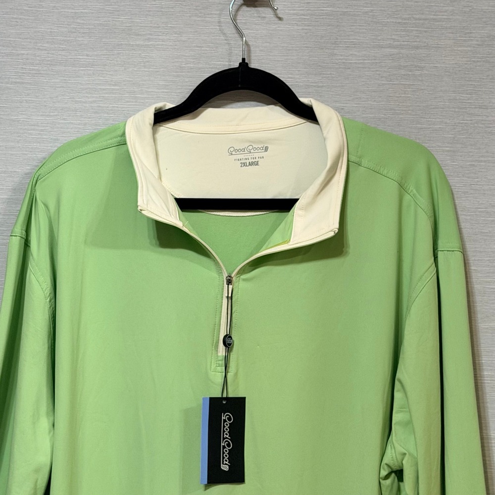 Good Good Golf Mens 2XL Fighting For Par Quarter Zip Pullover Light Green NWT - Picture 5 of 9